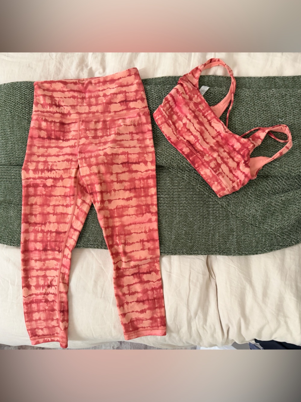 Athleta Coral and Light Pink Tie-Dye Set